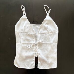 SHEIN White Satin Tie-Front Camisole